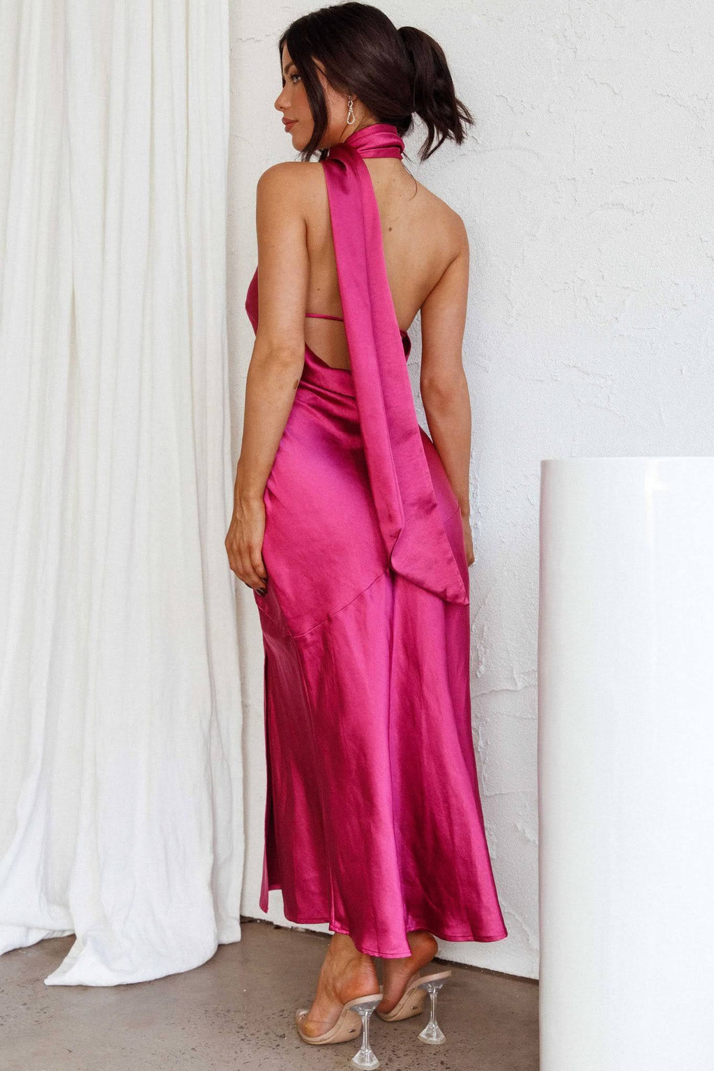 Cowl Halter Backless Midi