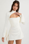 Satin High Neck Cutout Fitted Mini