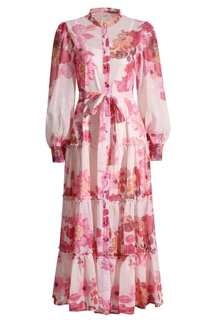 Stand-Up Chiffon Floral Maxi