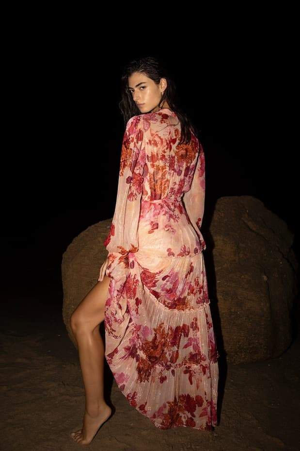 Stand-Up Chiffon Floral Maxi