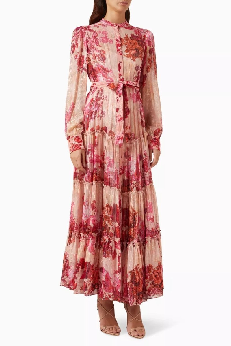 Stand-Up Chiffon Floral Maxi