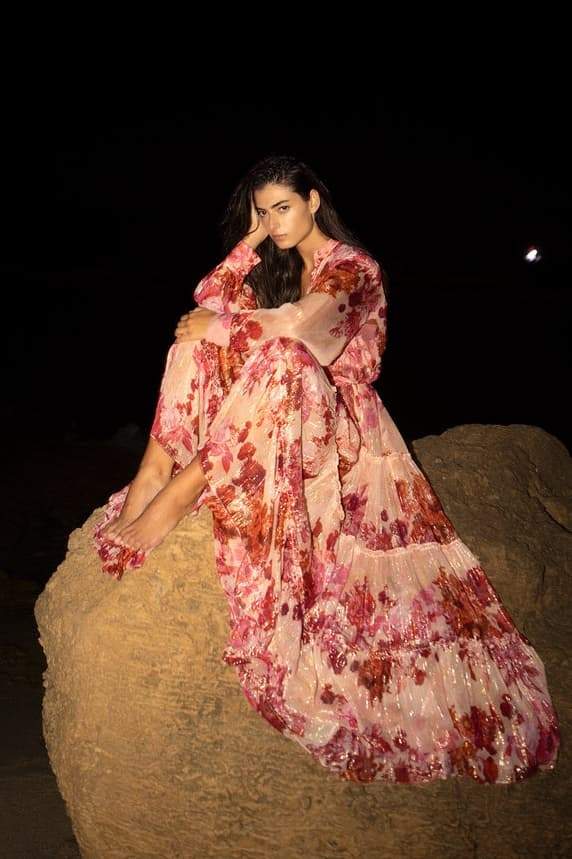 Stand-Up Chiffon Floral Maxi