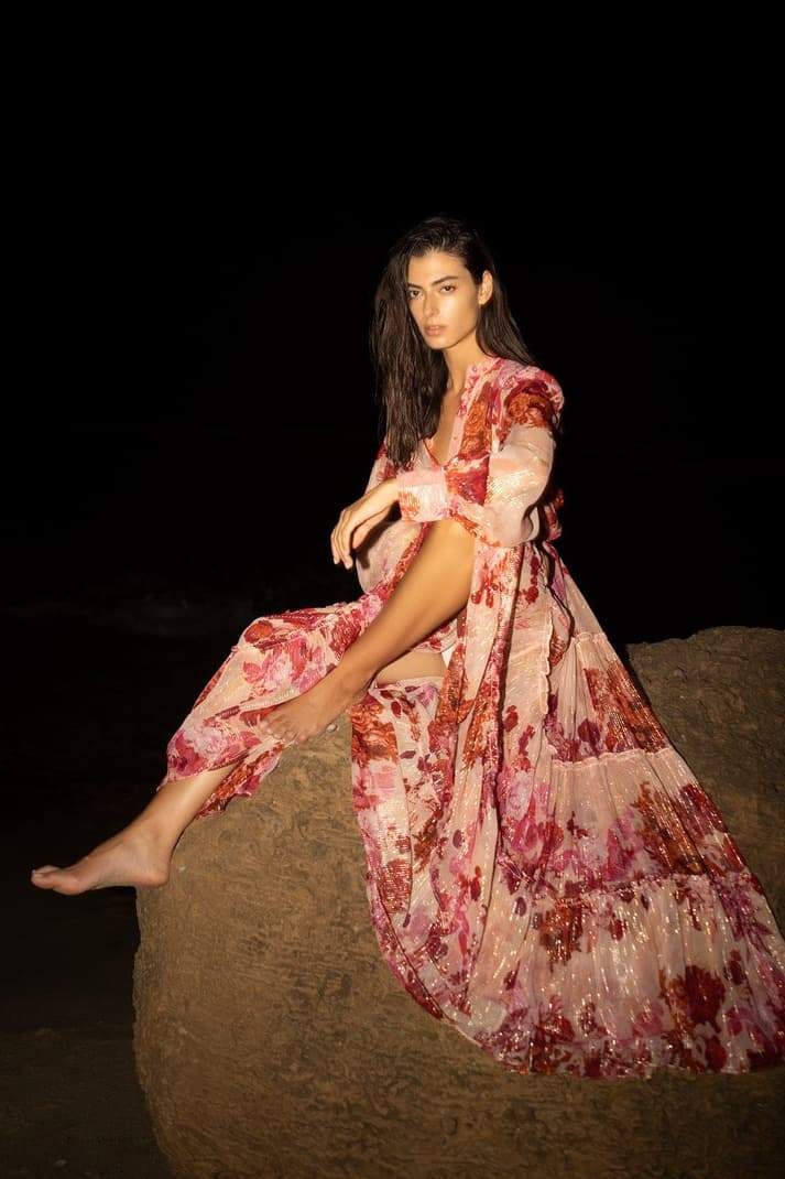 Stand-Up Chiffon Floral Maxi