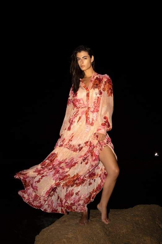 Stand-Up Chiffon Floral Maxi
