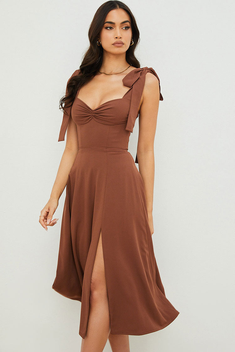 Frill Trim Flare Hem Midi