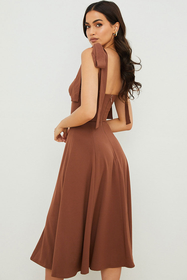 Frill Trim Flare Hem Midi